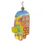 Yair Emanuel Wood Painted Hamsa with Jerusalem Image Large