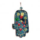 Yair Emanuel Painted Hamsa with Jewish Motif in Wood - Large
