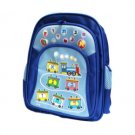 Child’s Backpack with Hebrew Letters and Train in Blue Nylon