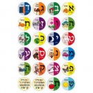 24 sticker sheet of Hebrew letters with bright colors and pictures