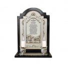 Black framed candlestick holder with Sabbath blessing