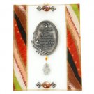 Glass Jewish Home Blessing with Hamsa and Multicolored Diagonal Stripes