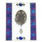 Glass Jewish Home Blessing with Hamsa and Electric Blue on Purple
