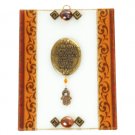 Glass Jewish Home Blessing with Hamsa and Autumn Leaves