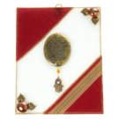 Glass Jewish Home Blessing with Hamsa and Red Stripes