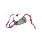 Pewter Baby Blessing with Pink Lace and Foot Shape
