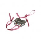 Pewter Baby Blessing with Pink Lace and Baby Carriage