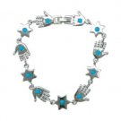 Rhodium charm bracelet with stones of Stars of David