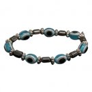 Hematite and Glass Beaded Bracelet with Silver Colored Accents