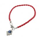 20 cm set of 20 red braided bracelets with silver Hamsa