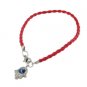 20 cm set of 20 red braided bracelets with silver Hamsa