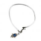 20 cm set of twelve white bracelets with silver Hamsa