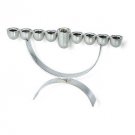 Sterling Silver Hanukkah Menorah with Curved Body and Orb Candleholders