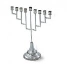 Sterling Silver Hanukkah Menorah with Rows of Pearls and Step Branches