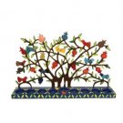 Yair Emanuel Lazer-Cut Tree Menorah with Birds and Pomegranates