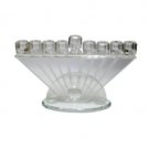 Hanukkah Menorah with Etched Branches and Dome in Crystal