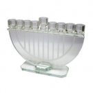 Hanukkah Menorah with Etched Harp in Crystal