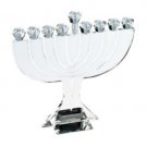 Crystal Menorah with a Metal Stand and Diamond-Shaped Candlesticks