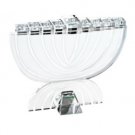 Crystal Menorah with Carved Designs and a Metal Stand