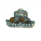 14x25 Centimeter Ceramic Hanukkah Menorah with Leaf Design