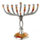 Branched Menorah With Hamsa and Orange Covers