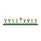 Crystal Hanukkah Menorah with a Green Base