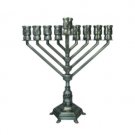 Hanukkah Menorah in Pewter in Chabbad Style