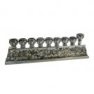 30 Centimeter Hanukkah Menorah Made in Pewter has Engravings