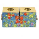 Yair Emanuel Multicolor Three-Block Menorah with Pomegranate in Wood