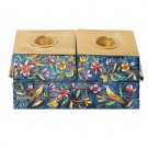 Yair Emanuel Multicolor Three-Blocked Menorah with Exotic Birds in Wood