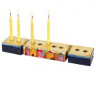 Yair Emanuel Three-Block Menorah with a Scene of Jerusalem in Wood