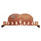 Menorah with an Engraved Scene of Jerusalem and Rhinestones in Copper