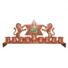 Menorah with a Star of David and Two Lions in Copper