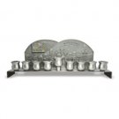 Menorah with Etched Scene of Jerusalem with Rhinestones