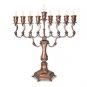 28 Centimeter Hanukkah Menorah in Copper with Engraved Filigrees