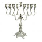28 Centimeter Hanukkah Menorah in Pewter with Filigrees