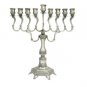 28 Centimeter Hanukkah Menorah in Pewter with Filigrees