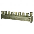 29x9 Centimeter Hanukkah Menorah Made in Bronze and Engraved