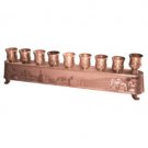 29x9 Centimeter Copper Hanukkah Menorah with Engraved Etchings