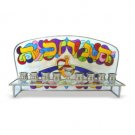 Menorah in Stained Glass with Bright Colors and Hebrew Letters