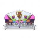 Menorah in Stained Glass with Dreidels and a Mosaic Design