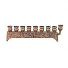 9x29 Centimeter Copper Hanukkah Menorah with Engravings