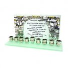 Hanukkah Menorah with Jerusalem in Frosted Glass and Silver