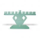 14 Centimeter Hanukkah Menorah in Blue Glass