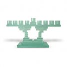 14 Centimeter Glass Hanukkah Menorah with Sculpted Sections