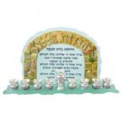 Glass Menorah Featuring Candle Lighting Blessing