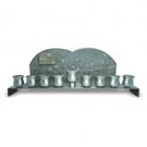 Pewter Menorah with Hoshen in Multi-Colored Rhinestones