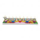 Menorah with Colorful Geometric Designs in Stained Glass