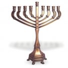 Menorah with Curved Branches with Square Rings in Copper