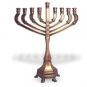 Menorah with Curved Branches with Square Rings in Copper
